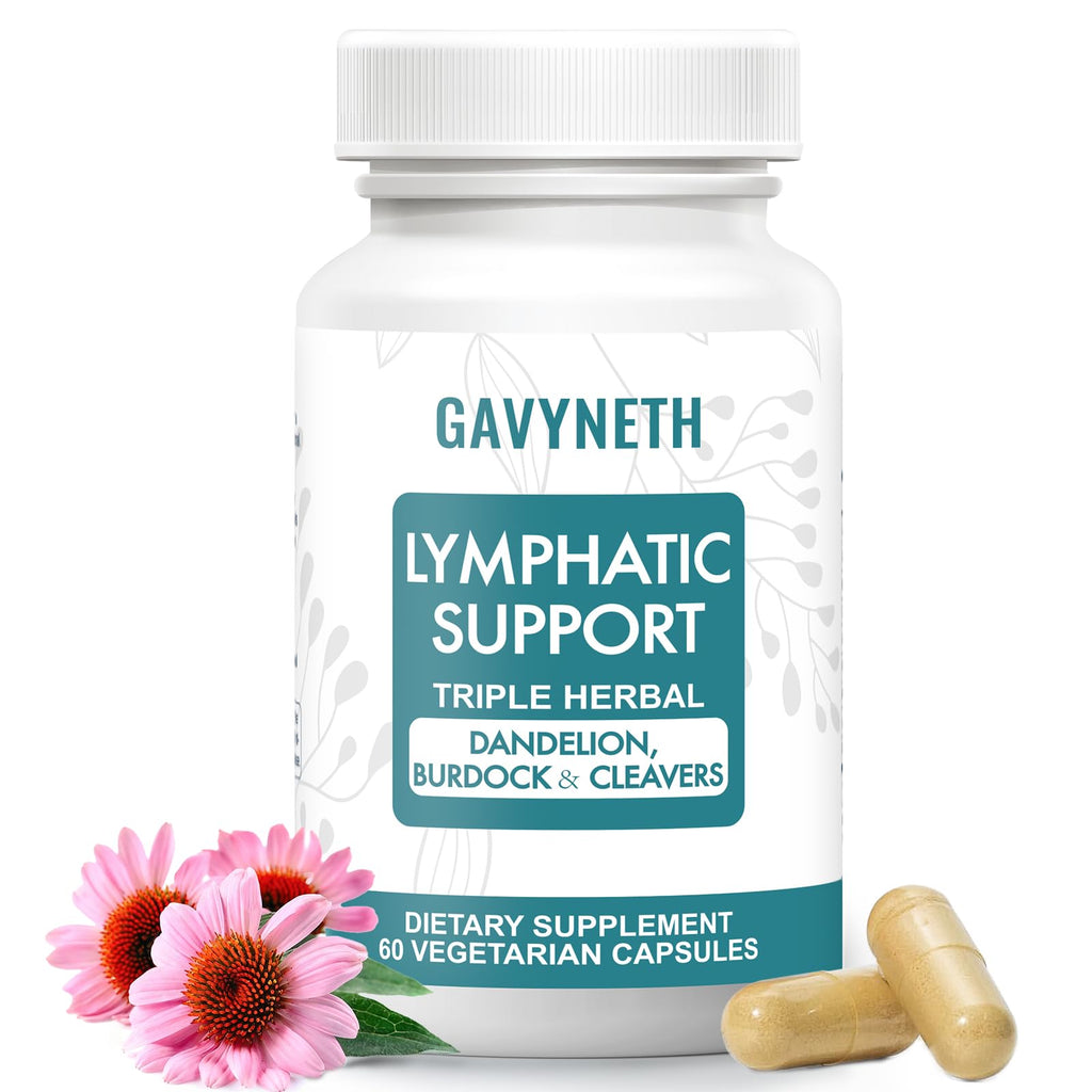 GAVYNETH Lymphatic Drainage Supplements for Lymph System Support – Echinacea, Dandelion & Burdock for Immune & Circulation Support, Vegan Herbal Formula for Women & Men, 60 Capsules - Maple Wellness Supplements