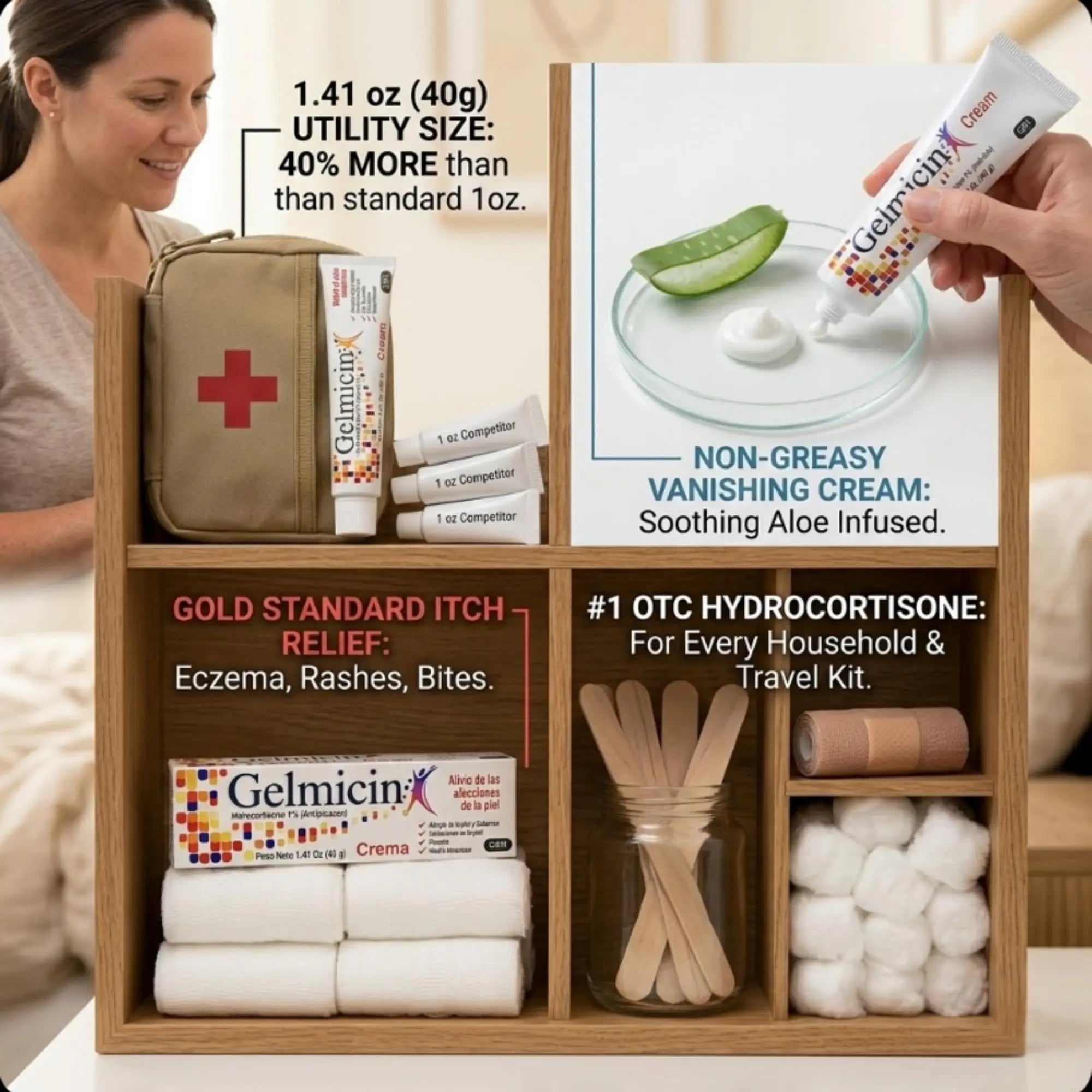 Gelmicin Cream 40g Skin Allergies, Skin Itch, Skin Rashes, Poison Ivy Relief- Contains 1.41 oz - TrustMedUSA