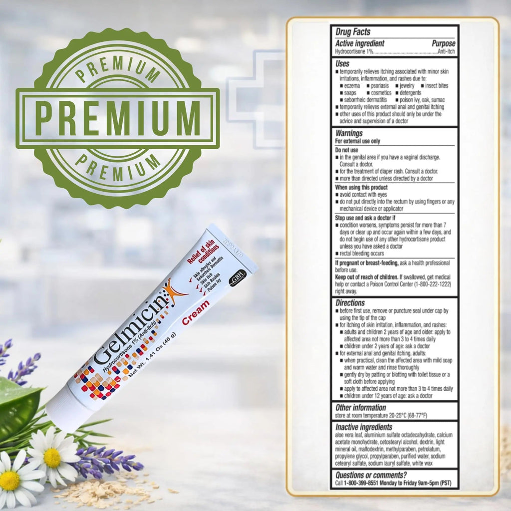 Gelmicin Cream 40g Skin Allergies, Skin Itch, Skin Rashes, Poison Ivy Relief- Contains 1.41 oz - TrustMedUSA