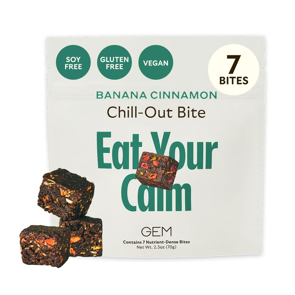 GEM Calm Bite | Supports Calm Mind & Clarity | Magnesium L-Threonate, Golden Chlorella, Lemon Balm | Holistic Non-Habit Forming | Gluten Free, Soy Free, Banana Cinnamon (7 Count) - TrustMedUSA
