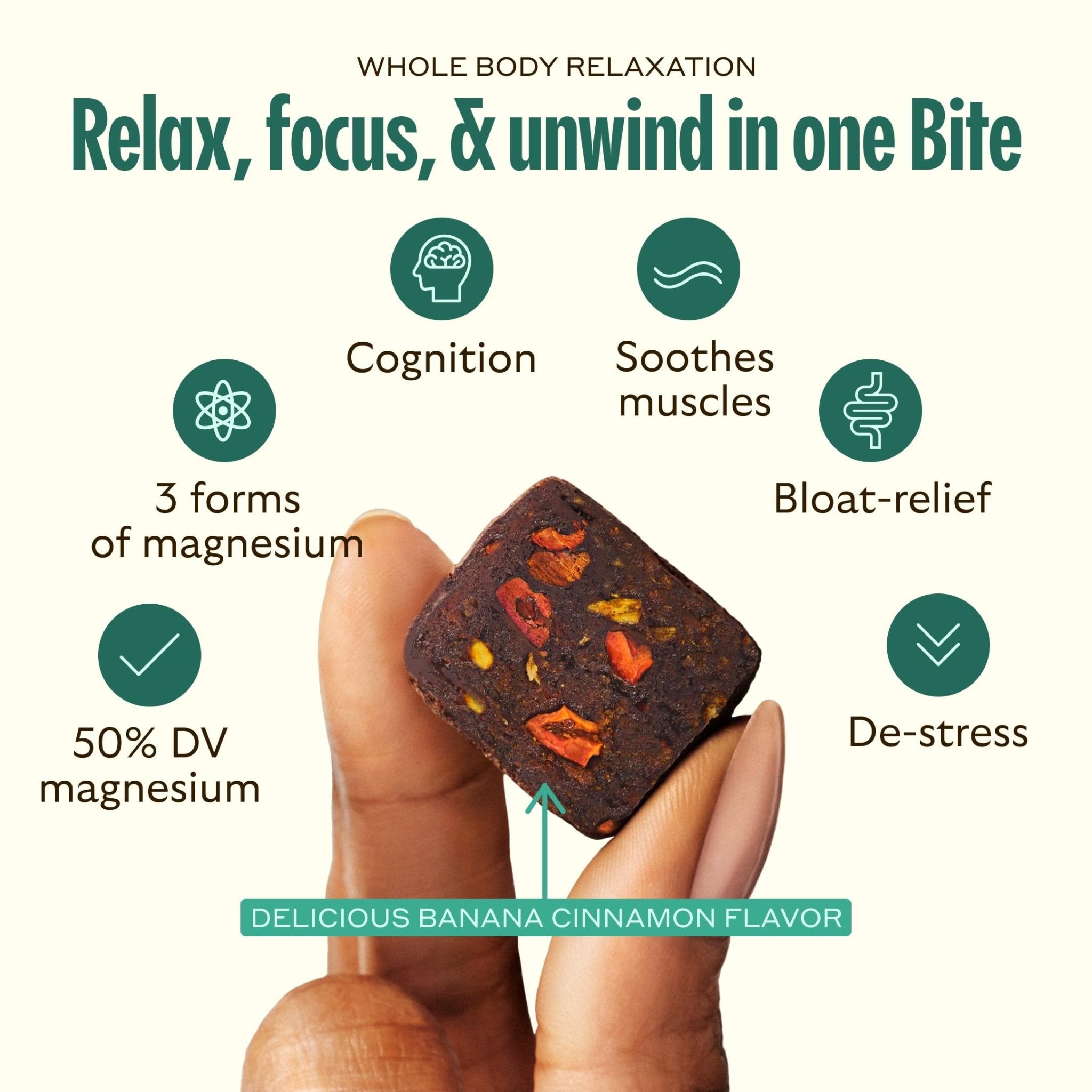 GEM Calm Bite | Supports Calm Mind & Clarity | Magnesium L-Threonate, Golden Chlorella, Lemon Balm | Holistic Non-Habit Forming | Gluten Free, Soy Free, Banana Cinnamon (7 Count) - TrustMedUSA