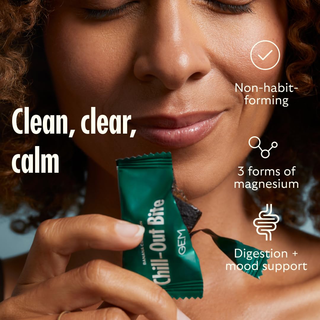 GEM Calm Bite | Supports Calm Mind & Clarity | Magnesium L-Threonate, Golden Chlorella, Lemon Balm | Holistic Non-Habit Forming | Gluten Free, Soy Free, Banana Cinnamon (7 Count) - TrustMedUSA