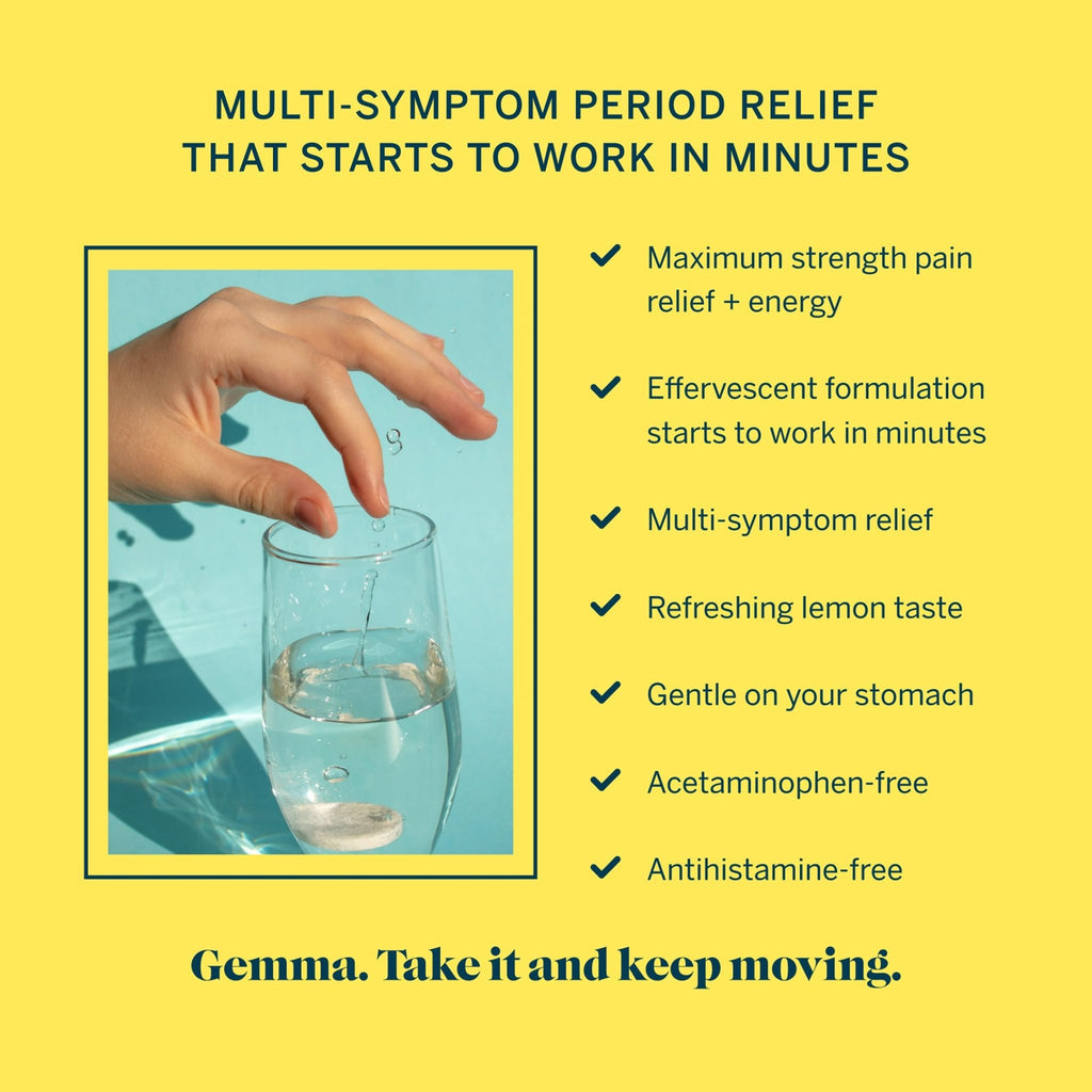 Gemma Cut The Cramp - Fast Menstrual Cramp & Period Pain Relief - Multi-Symptom Formula Treats Menstrual Cramps, Fatigue, Bloating, Headache in 15 Minutes - TrustMedUSA