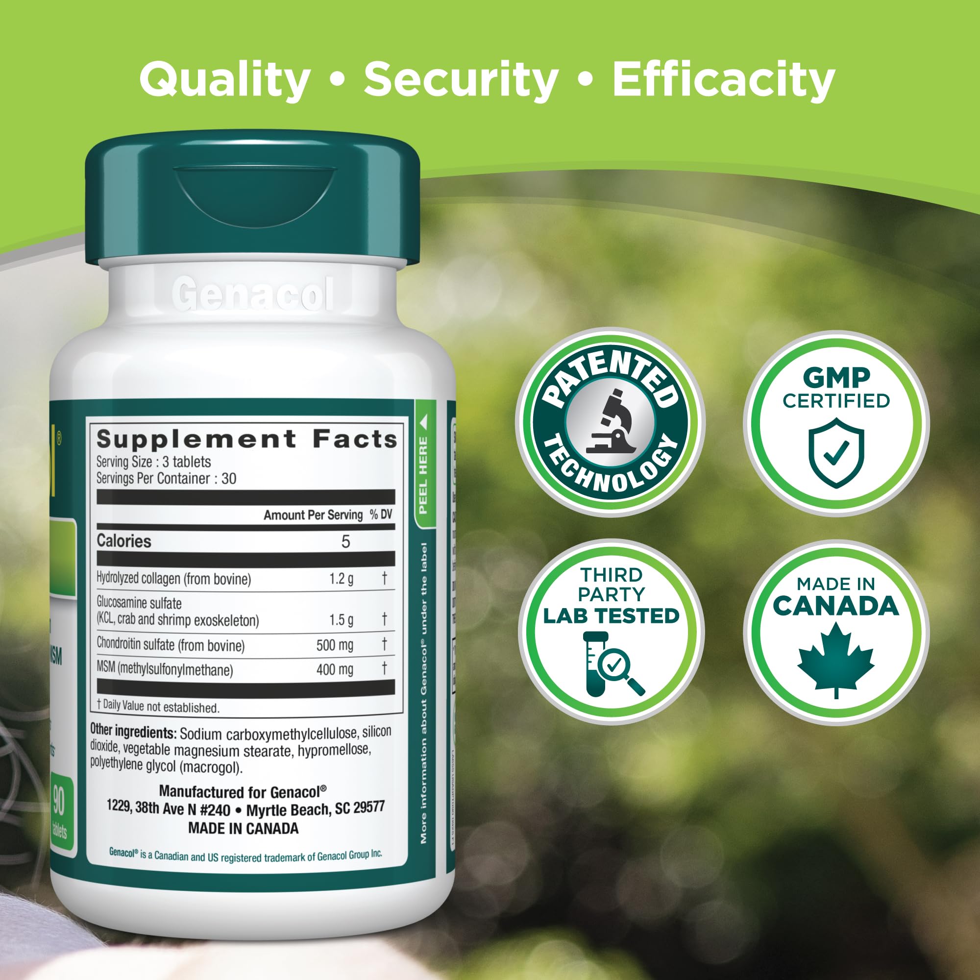 Genacol Optimum – Glucosamine, Chondroitin, MSM and Ultra-Hydrolyzed Collagen Tablets, Maintains Healthy Joints, Protects & Lubricate Cartilage, 90 Tablets (30-Day Supply) - TrustMedUSA