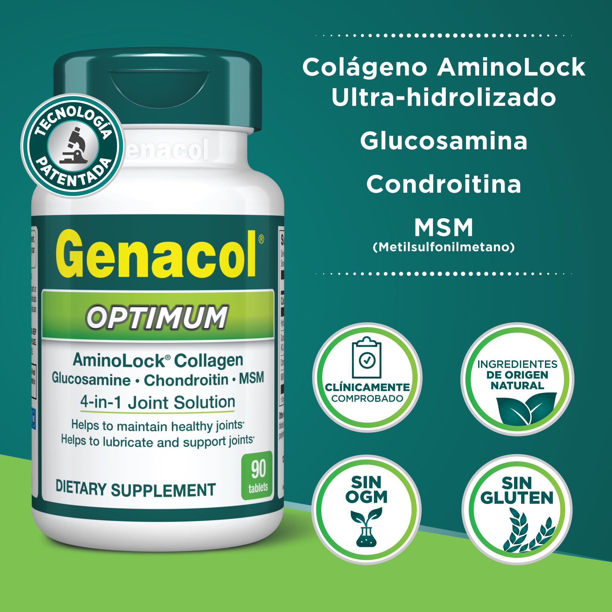 Genacol Optimum – Glucosamine, Chondroitin, MSM and Ultra-Hydrolyzed Collagen Tablets, Maintains Healthy Joints, Protects & Lubricate Cartilage, 90 Tablets (30-Day Supply) - TrustMedUSA