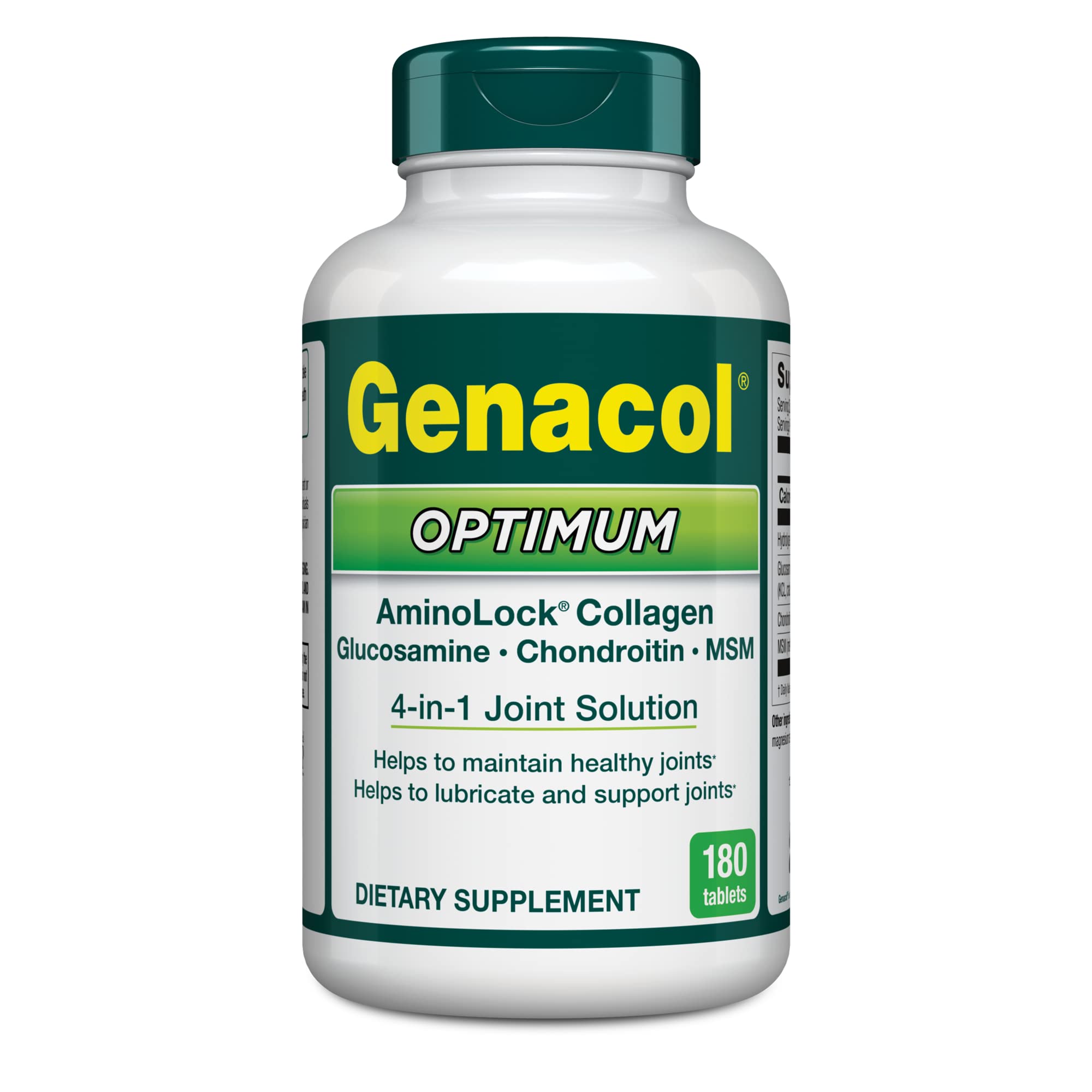 Genacol Optimum – Glucosamine, Chondroitin, MSM & Ultra-Hydrolyzed Collagen, Joint Support Tablets, 180 Count (60-Day Supply) - TrustMedUSA