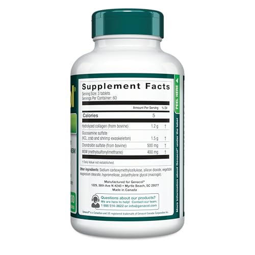 Genacol Optimum – Glucosamine, Chondroitin, MSM & Ultra-Hydrolyzed Collagen, Joint Support Tablets, 180 Count (60-Day Supply) - TrustMedUSA