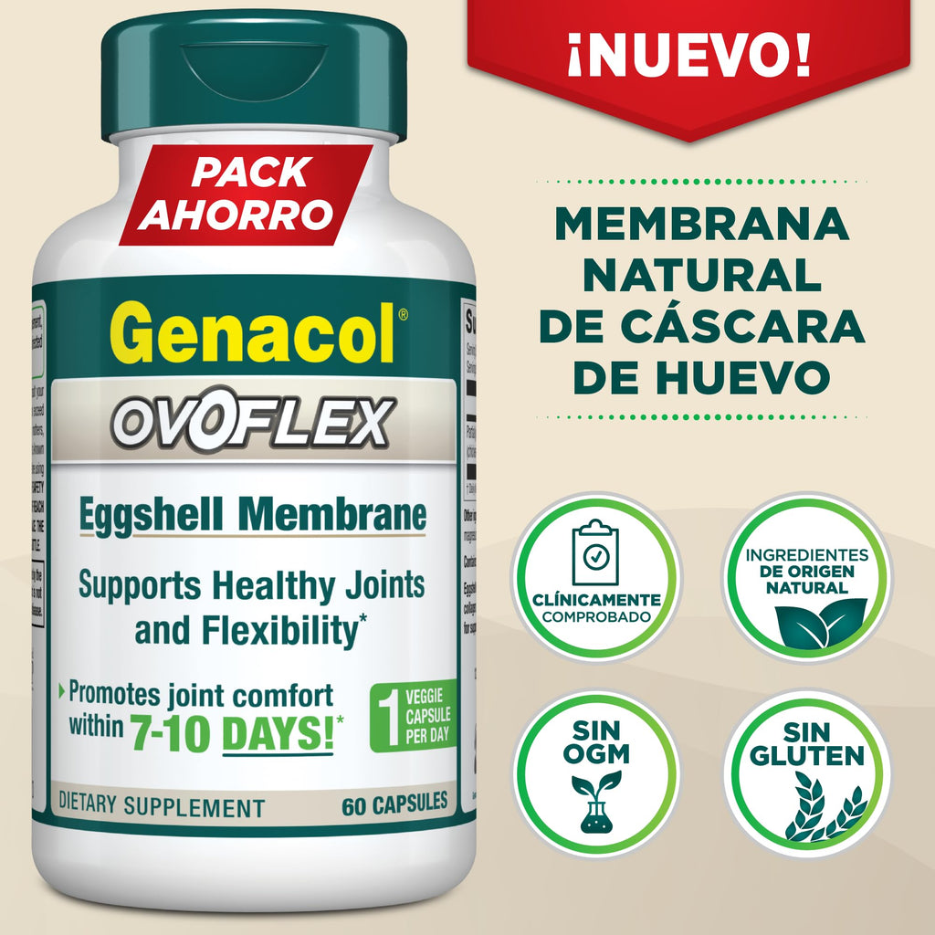 Genacol Ovoflex – Natural Eggshell Membrane Supplement, Support Healthy Joints & Flexibility, Vegetarian Solution for Joint Care, Results in 7 Days, Value Pack, 60 Capsules (60-Day Supply) - TrustMedUSA