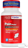 GenCare - Acetaminophen 500mg Extra Strength Pain Relief (300 Caplets) - Multi Symptom Pain Reliever for Headache, Sinus, Arthritis, Back Pain Muscle Ache, Toothache, Fever Reducer, Migraine - TrustMedUSA