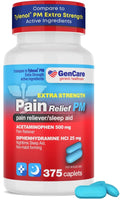 GenCare Extra Strength Acetaminophen PM 500 mg (375 Tablets) | Ultimate Pain Relief & Sleep Support for Adults | Quick Acting & Non Habit Forming Headache Relief | Eases Aches & Joint Discomfort - TrustMedUSA