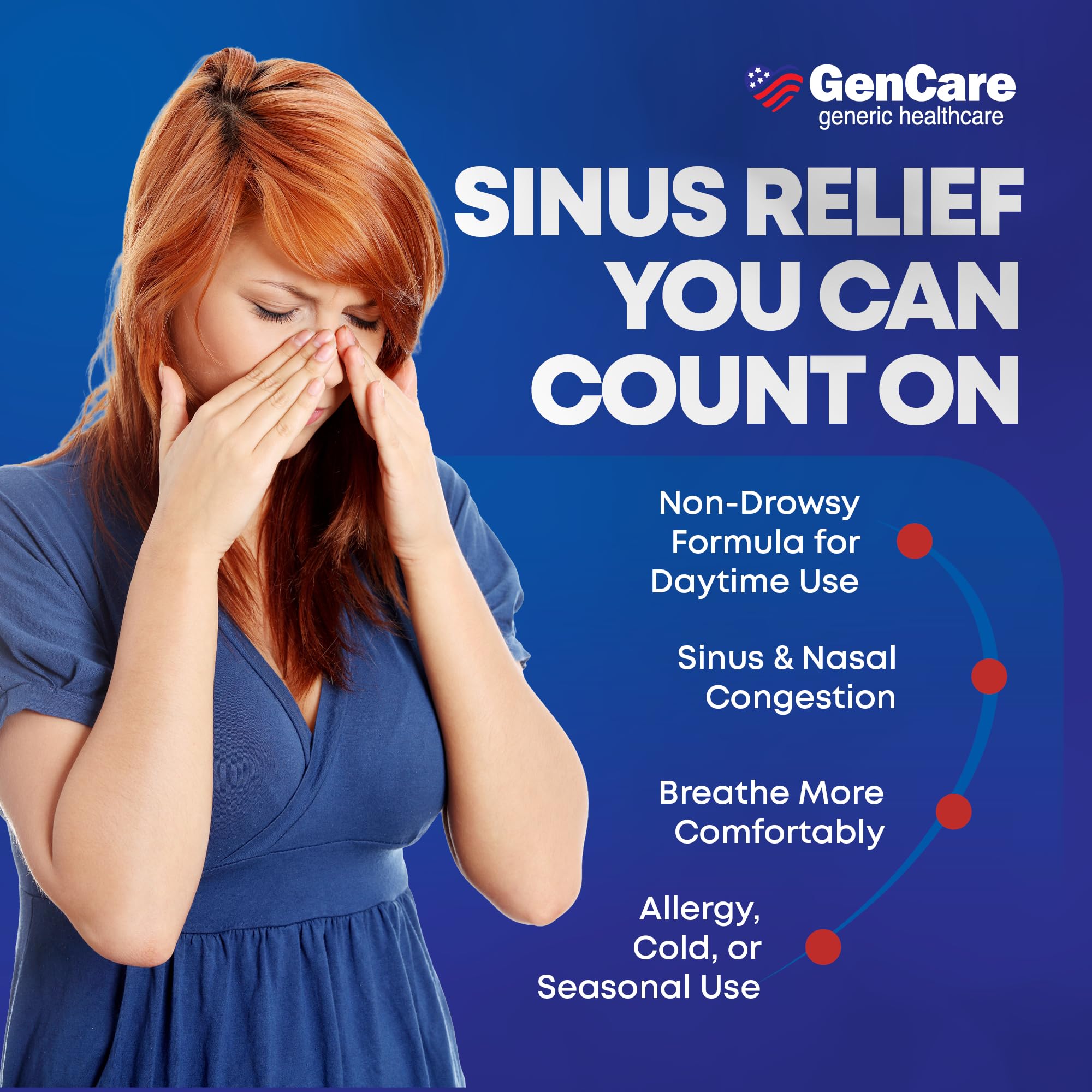 GenCare Nasal Decongestant PE – Phenylephrine HCl 10mg Tablets (Bulk 300 Count) Non-Drowsy Sinus Pressure Relief & Nasal Congestion Relief, Stuffy Nose Decongestants for Adults – Compare to Sudafed PE - Maple Wellness Supplements