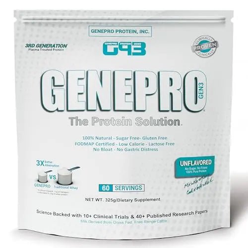 Genepro Unflavored Protein Powder - New Formula - Lactose-Free, Gluten-Free - TrustMedUSA