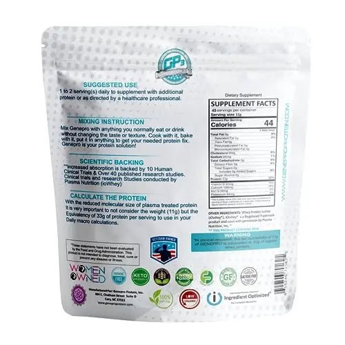 Genepro Unflavored Protein Powder - New Formula - Lactose-Free, Gluten-Free - TrustMedUSA
