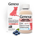 Genexa Children's Clean Acetaminophen | Pediatrician Preferred Ingredients | Pain & Fever Reducer for Kids | Dye Free, 0% Artificial Additives | Ages 2-11, Delicious Organic Blueberry Liquid, 4 fl oz - TrustMedUSA