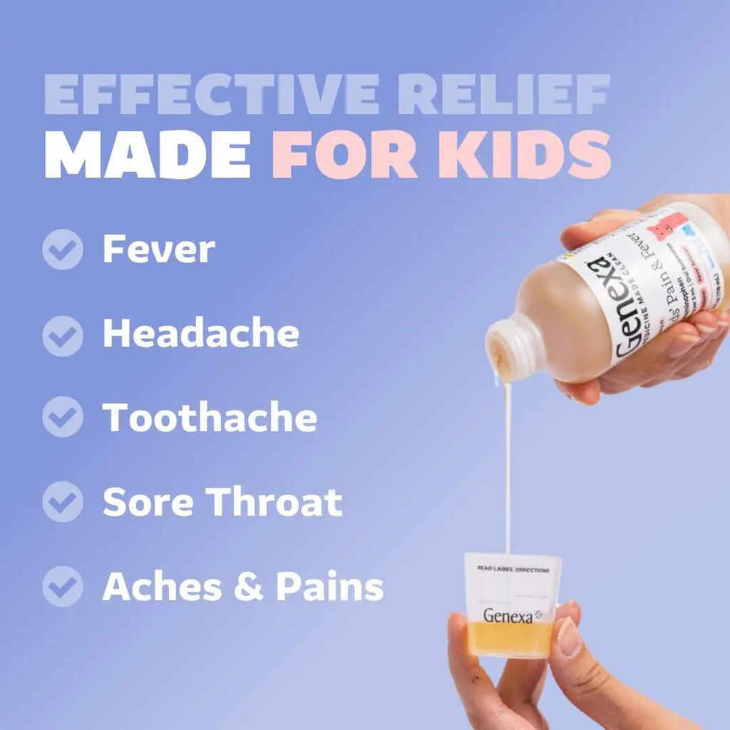 Genexa Kids & Adults Clean Acetaminophen Combo | Family Pain & Fever Bundle | Dye Free, 0% Artificial Additives | Vegan & Non-GMO | Medicine Made Clean | Ages 2-11, 12+ (2 Pack) - TrustMedUSA