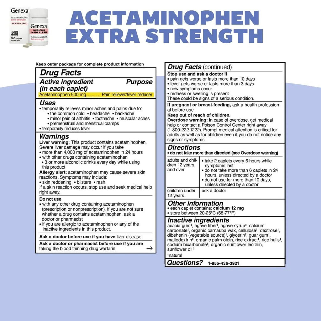 Genexa Kids & Adults Clean Acetaminophen Combo | Family Pain & Fever Bundle | Dye Free, 0% Artificial Additives | Vegan & Non-GMO | Medicine Made Clean | Ages 2-11, 12+ (2 Pack) - TrustMedUSA