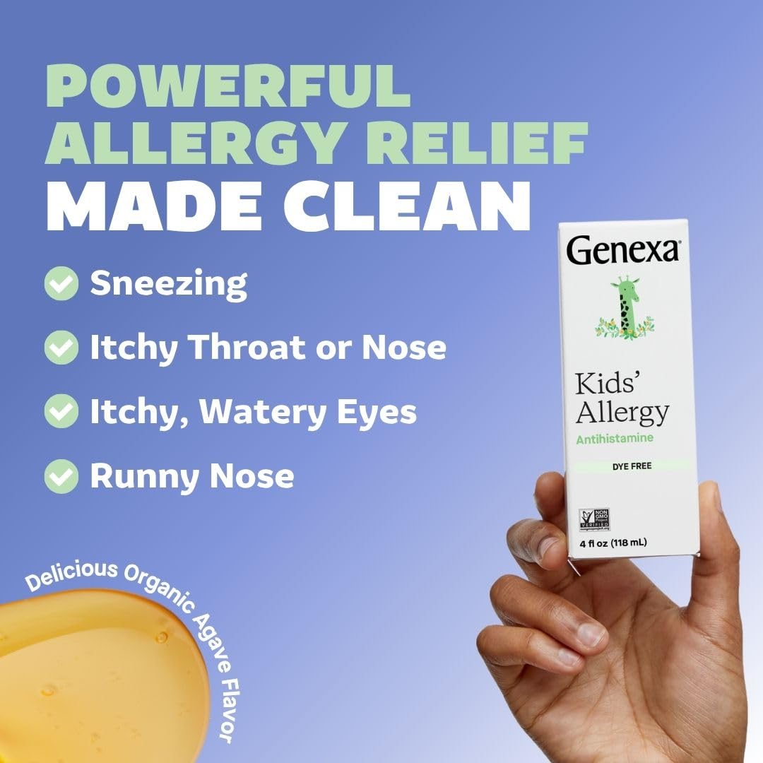 Genexa Kids Allergy Bundle | Powerful OTC Medicine + Gentle Homeopathic Remedy | Antihistamine, Relieves Runny Nose, Sneezing & Itchy Eyes | Organic Acai & Agave Flavors | Ages 6+ - Maple Wellness Supplements