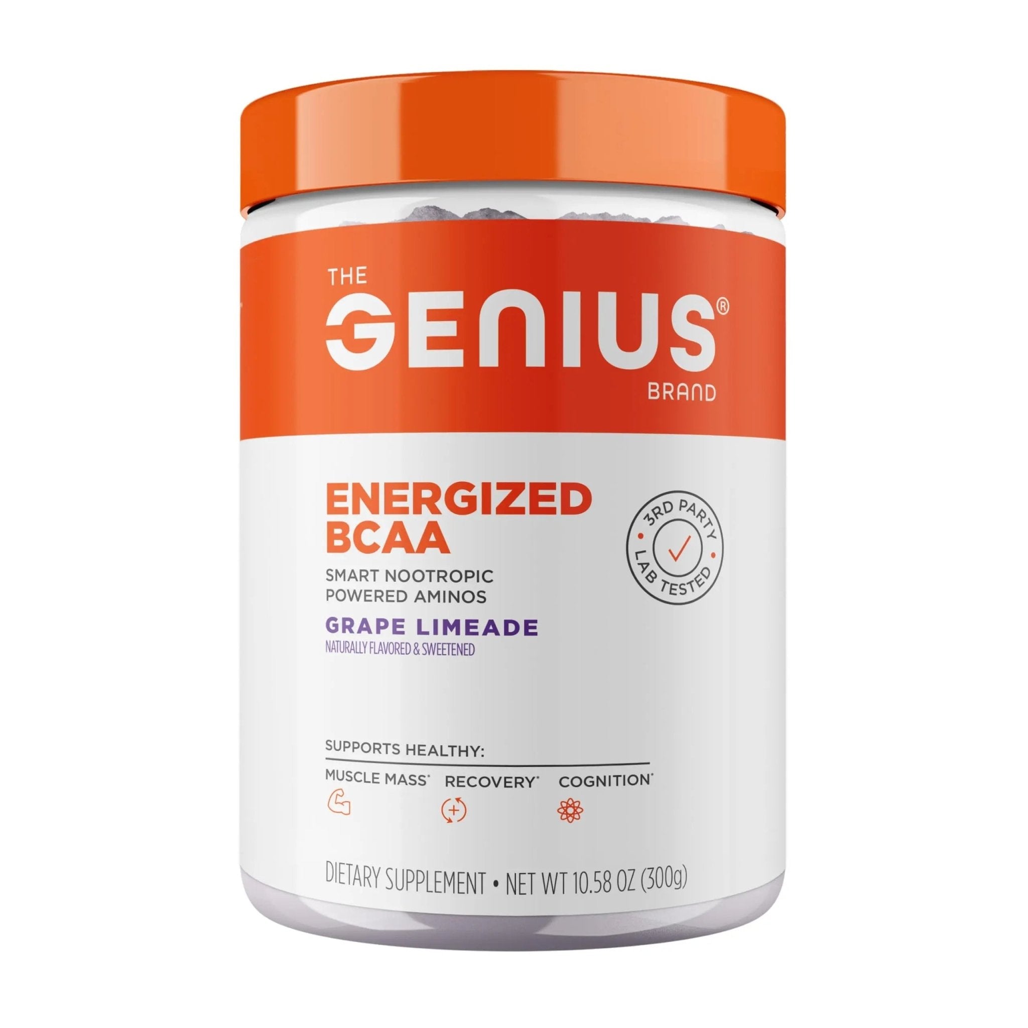 Genius BCAA Powder - 5g Vegan BCAAs L-Glutamine, Cognizin & Rhodiola Muscle Recovery Energy Support 100mg Caffeine Pre, Intra, Post-Workout Nootropic Supplement for Focus & Performance - Grape Limeade - TrustMedUSA