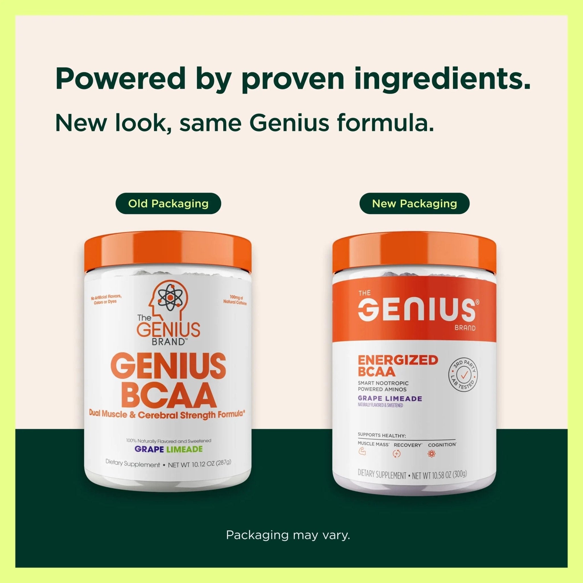 Genius BCAA Powder - 5g Vegan BCAAs L-Glutamine, Cognizin & Rhodiola Muscle Recovery Energy Support 100mg Caffeine Pre, Intra, Post-Workout Nootropic Supplement for Focus & Performance - Grape Limeade - TrustMedUSA