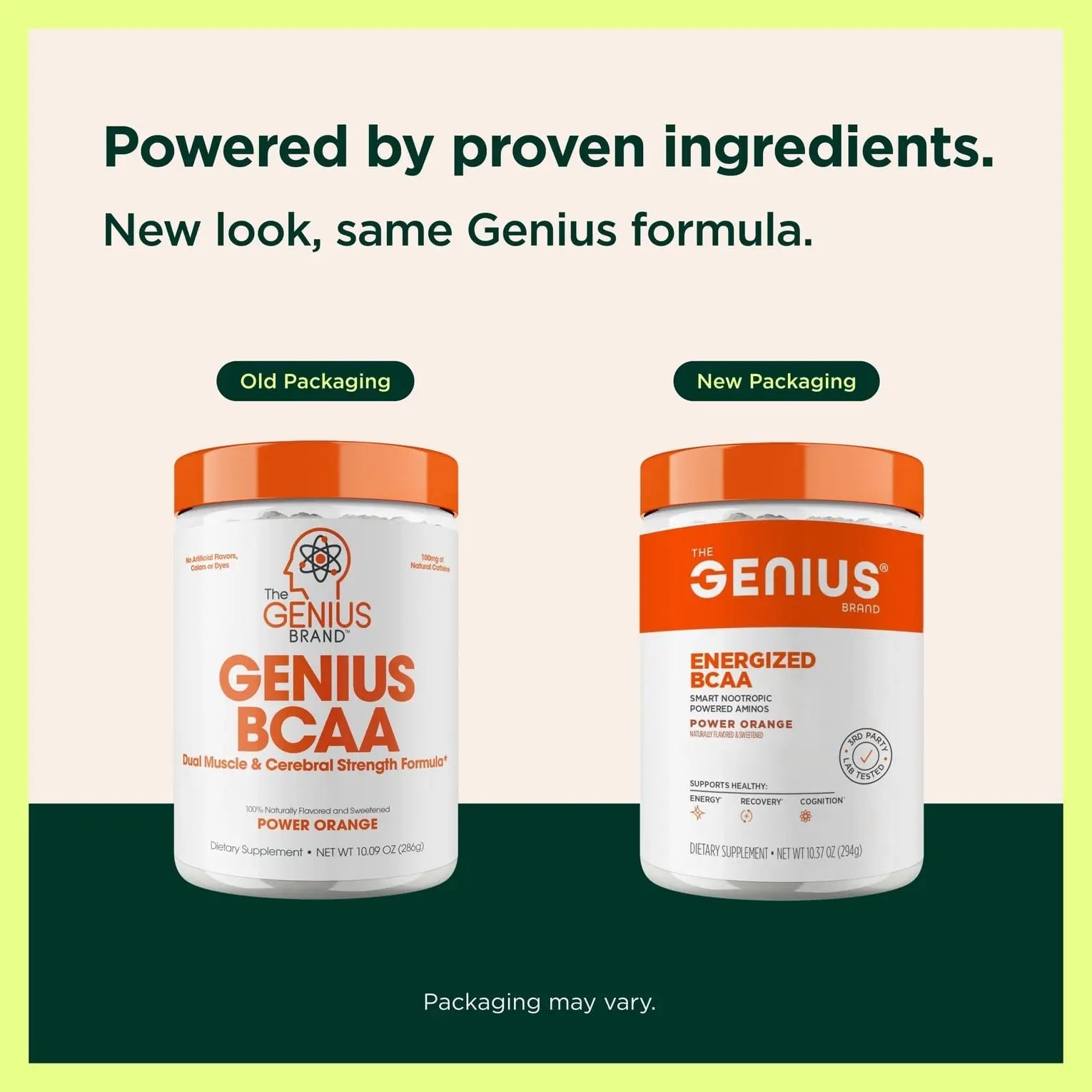 Genius BCAA Powder - 5g Vegan BCAAs L-Glutamine, Cognizin & Rhodiola Muscle Recovery Energy Support 100mg Caffeine Pre, Intra, Post-Workout Nootropic Supplement for Focus & Performance - Orange - TrustMedUSA