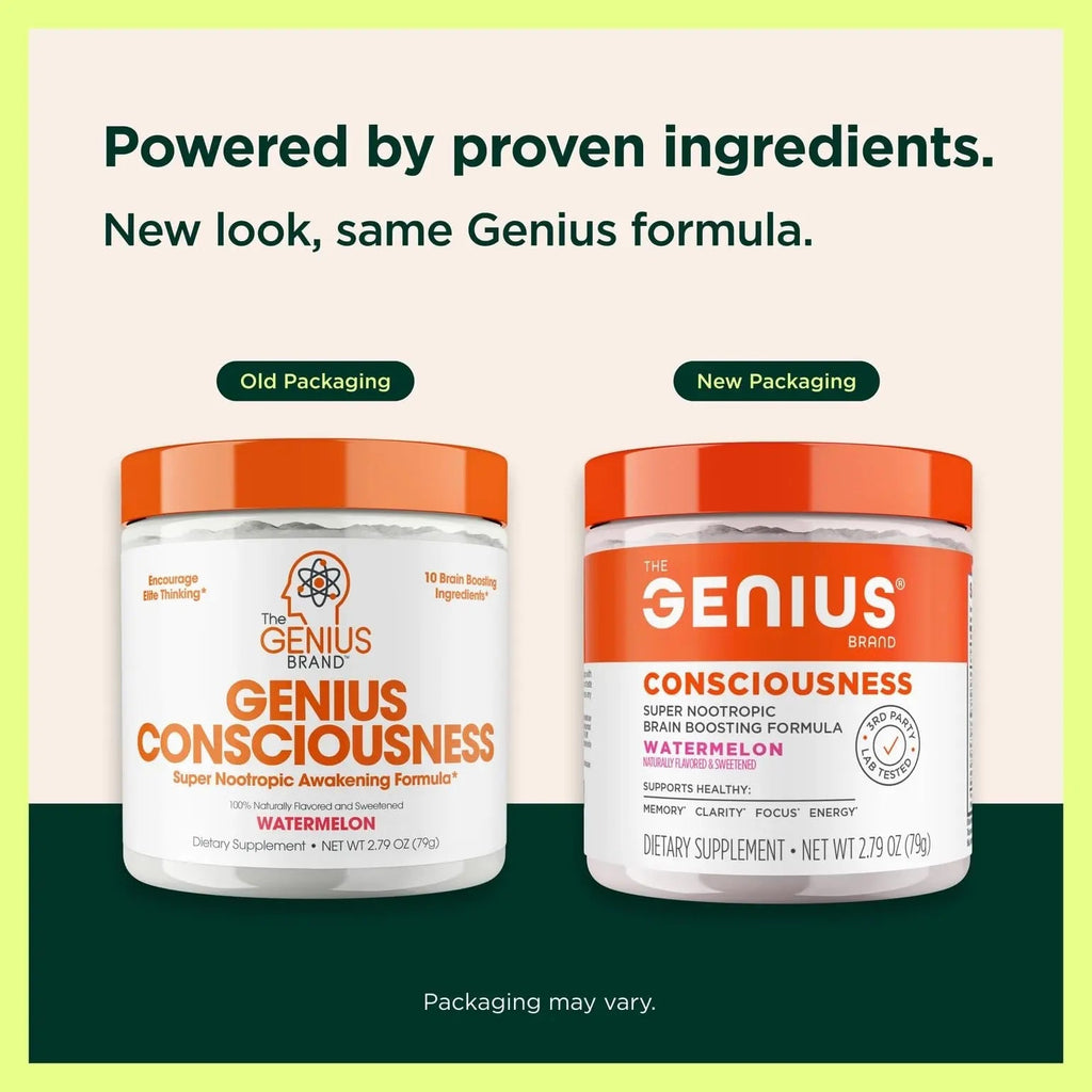 Genius Consciousness - Premium Nootropic Powder for Focus, Memory & Mental Clarity - AlphaSize, NeuroFactor, Lion’s Mane & Dynamine - Natural Brain Booster for Studying, Work & Creativity – Watermelon - TrustMedUSA