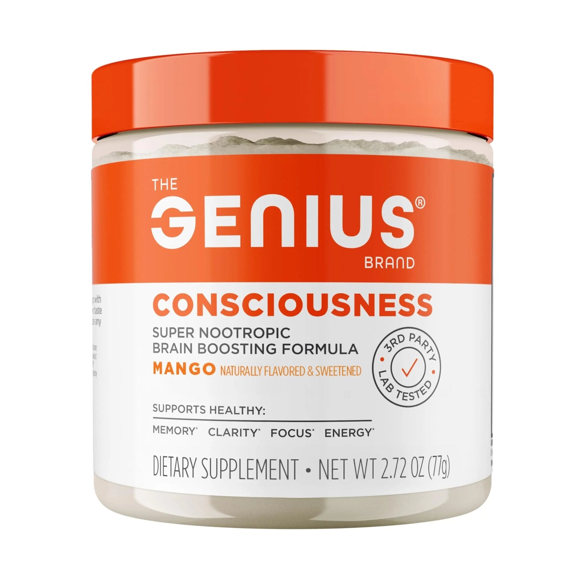Genius Consciousness, Super Nootropic Brain Supplement Powder, Mango - Boost Focus, Cognitive Function, Concentration & Memory Booster - Alpha GPC & Lions Mane Mushroom for Neuro Energy & IQ - TrustMedUSA