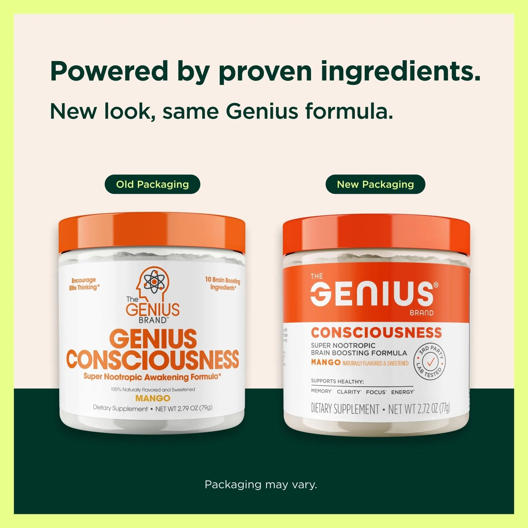 Genius Consciousness, Super Nootropic Brain Supplement Powder, Mango - Boost Focus, Cognitive Function, Concentration & Memory Booster - Alpha GPC & Lions Mane Mushroom for Neuro Energy & IQ - TrustMedUSA