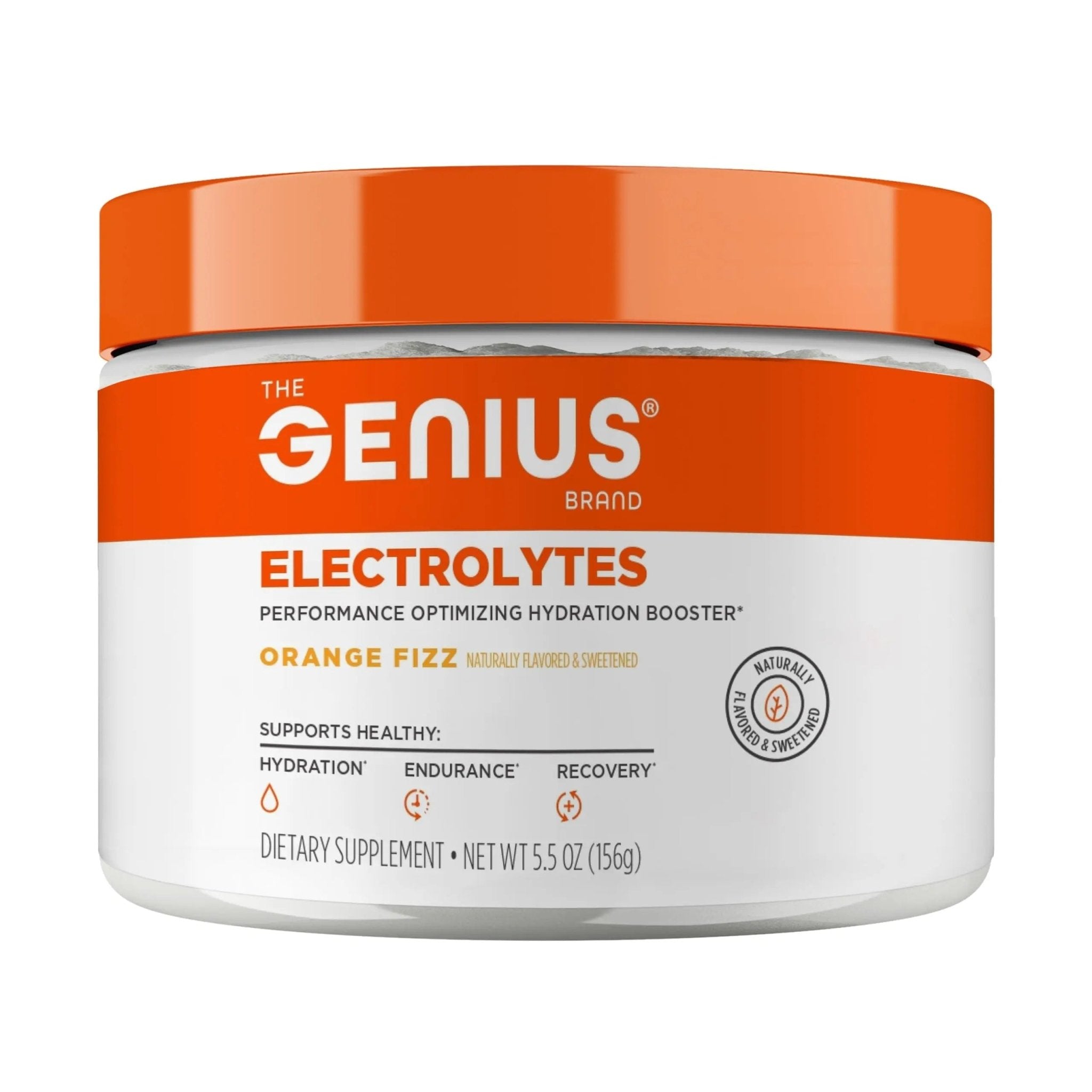 Genius Electrolytes Powder Drink Mix, Orange Fizz, 30 Servings - Natural Hydration Booster & Endurance Supplement with Potassium, Magnesium & Zinc - Sugar Free & No Artificial Sweeteners or Dyes - TrustMedUSA
