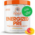 Genius Energized Pre Workout Powder – Caffeine Infused Pre-Workout Booster Supplement with Beta Alanine & Alpha GPC, No Artificial Sweeteners or Dyes - 200mg Caffeine, 20 Servings, Sour Peach Rings - TrustMedUSA
