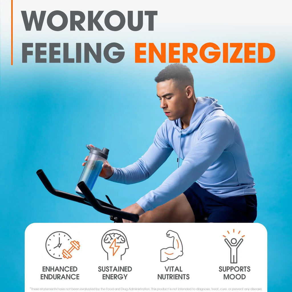 Genius Energized Pre Workout Powder – Caffeine Infused Pre-Workout Booster Supplement with Beta Alanine & Alpha GPC, No Artificial Sweeteners or Dyes - 200mg Caffeine, 20 Servings, Blue Raspberry - TrustMedUSA