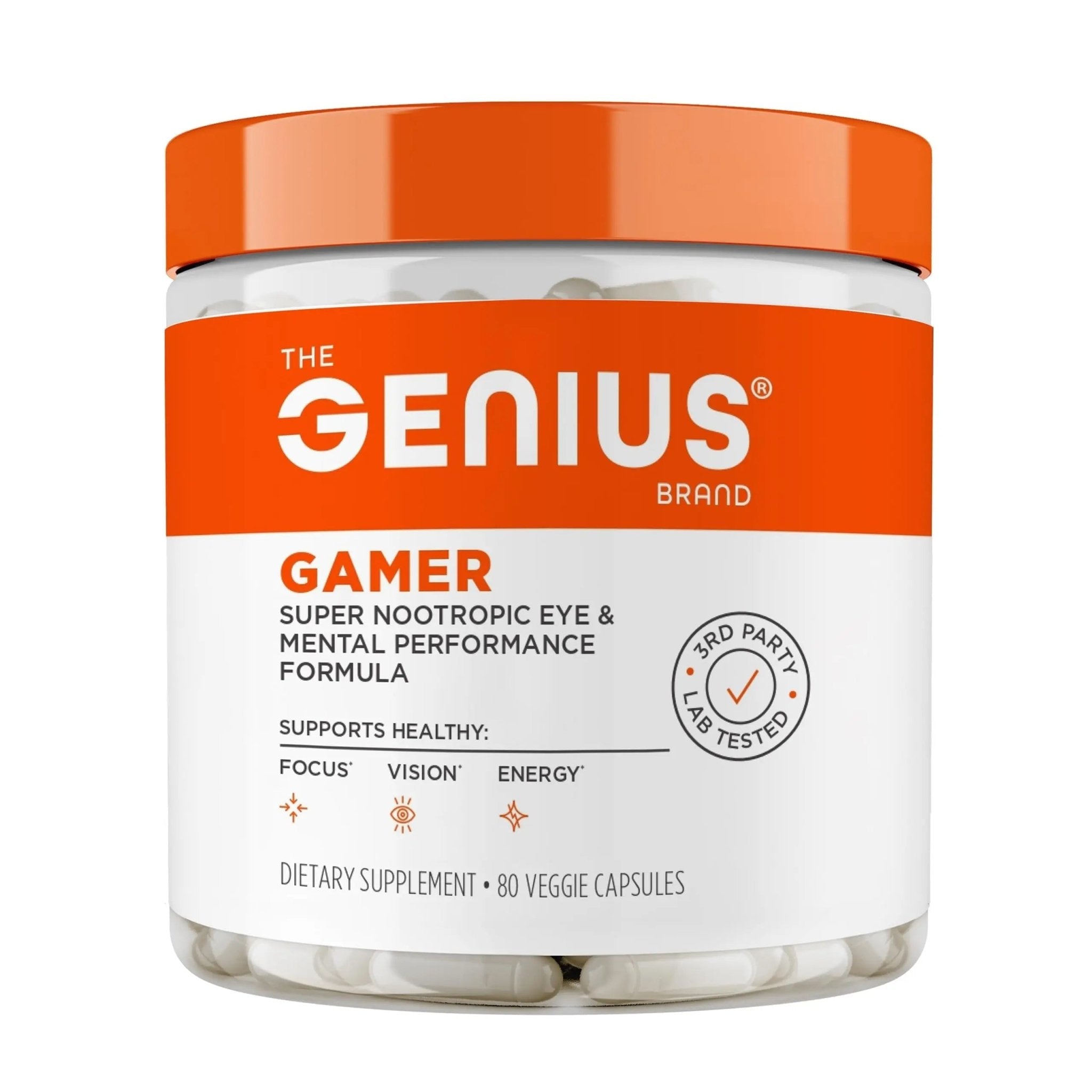 Genius Gamer, Gaming Focus Supplement, 80 Pills - Elite Nootropic Performance Booster - Boost Brain & Mental Clarity, Reaction Time & Concentration - Blue Light Support with Lutemax - TrustMedUSA