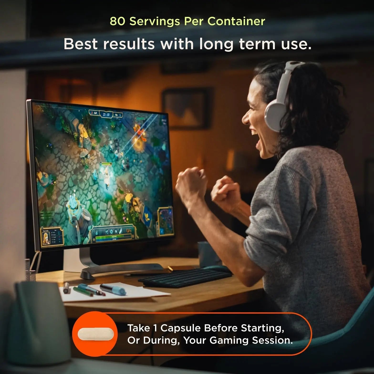 Genius Gamer, Gaming Focus Supplement, 80 Pills - Elite Nootropic Performance Booster - Boost Brain & Mental Clarity, Reaction Time & Concentration - Blue Light Support with Lutemax - TrustMedUSA