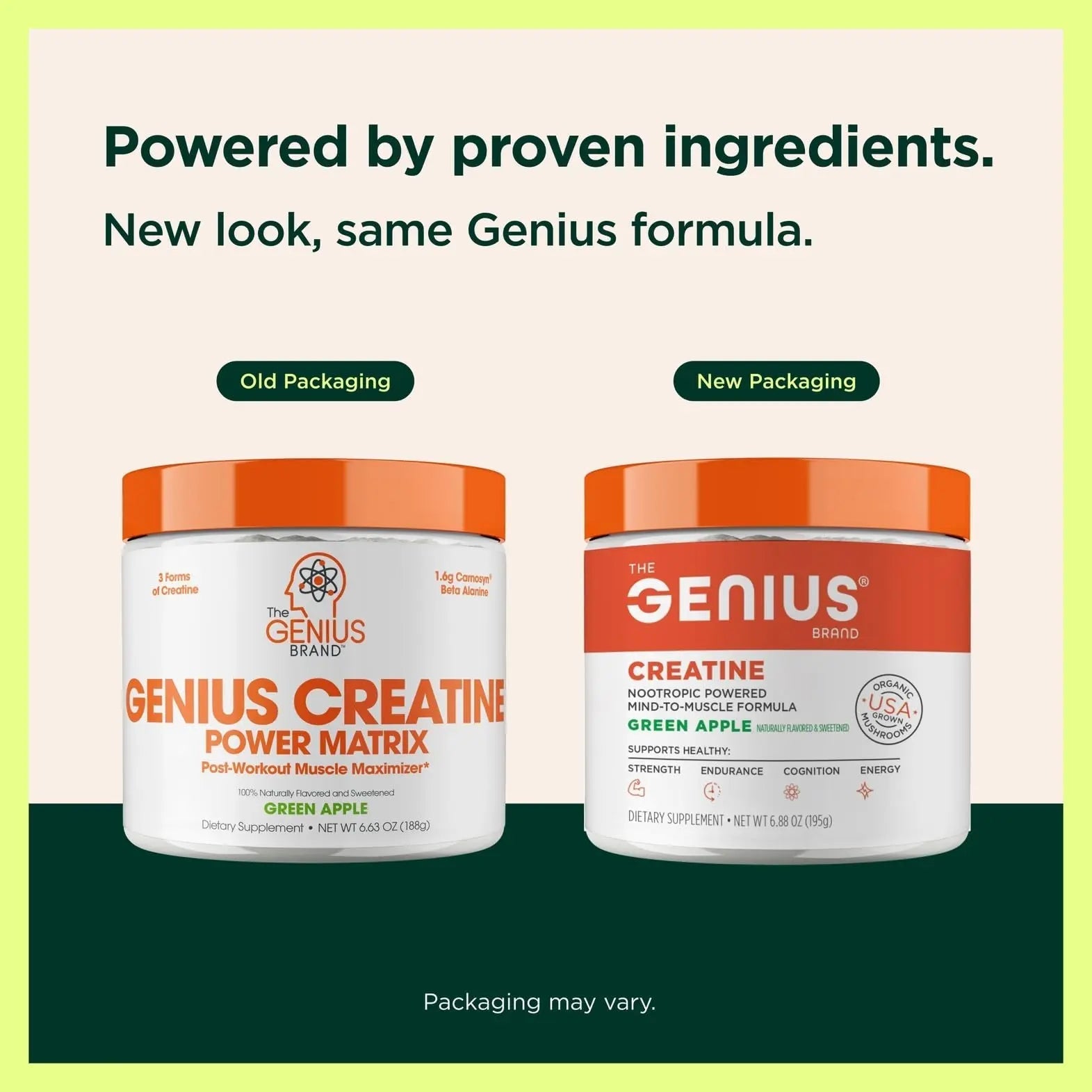 Genius Micronized Creatine Monohydrate Powder, Post Workout Supplement, Green Apple - 100% Naturally Flavored & Sweetened - Supports Muscle Building, Cellular Energy & Cognitive Function – 195g - TrustMedUSA