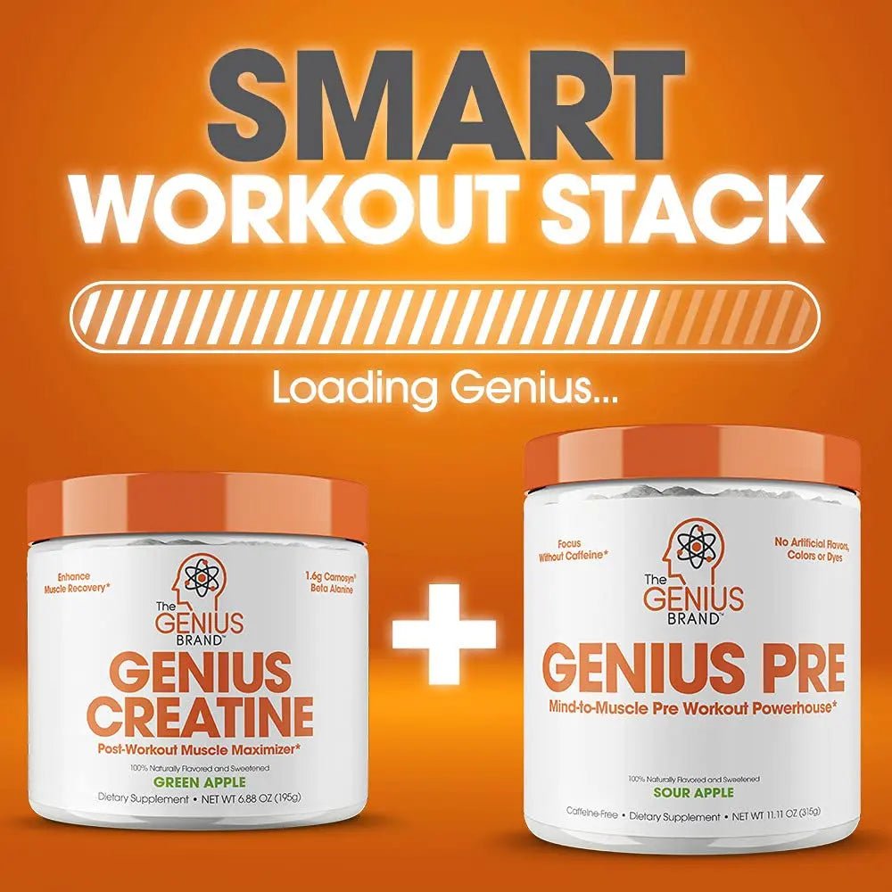 Genius Micronized Creatine Monohydrate Powder, Post Workout Supplement, Green Apple - 100% Naturally Flavored & Sweetened - Supports Muscle Building, Cellular Energy & Cognitive Function – 195g - TrustMedUSA