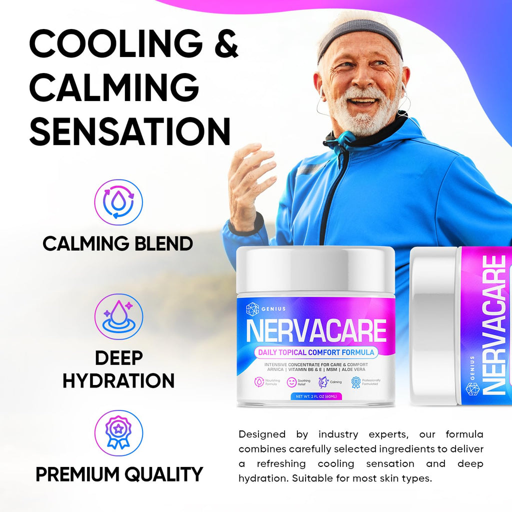 Genius Nervacare – Neuropathy Cream for Feet, Hands, Legs & Toes – Nerve Comfort Cream with Menthol, Arnica, MSM, Vitamin B6, Aloe Vera – Fast-Absorbing, Non-Greasy 2Oz - TrustMedUSA