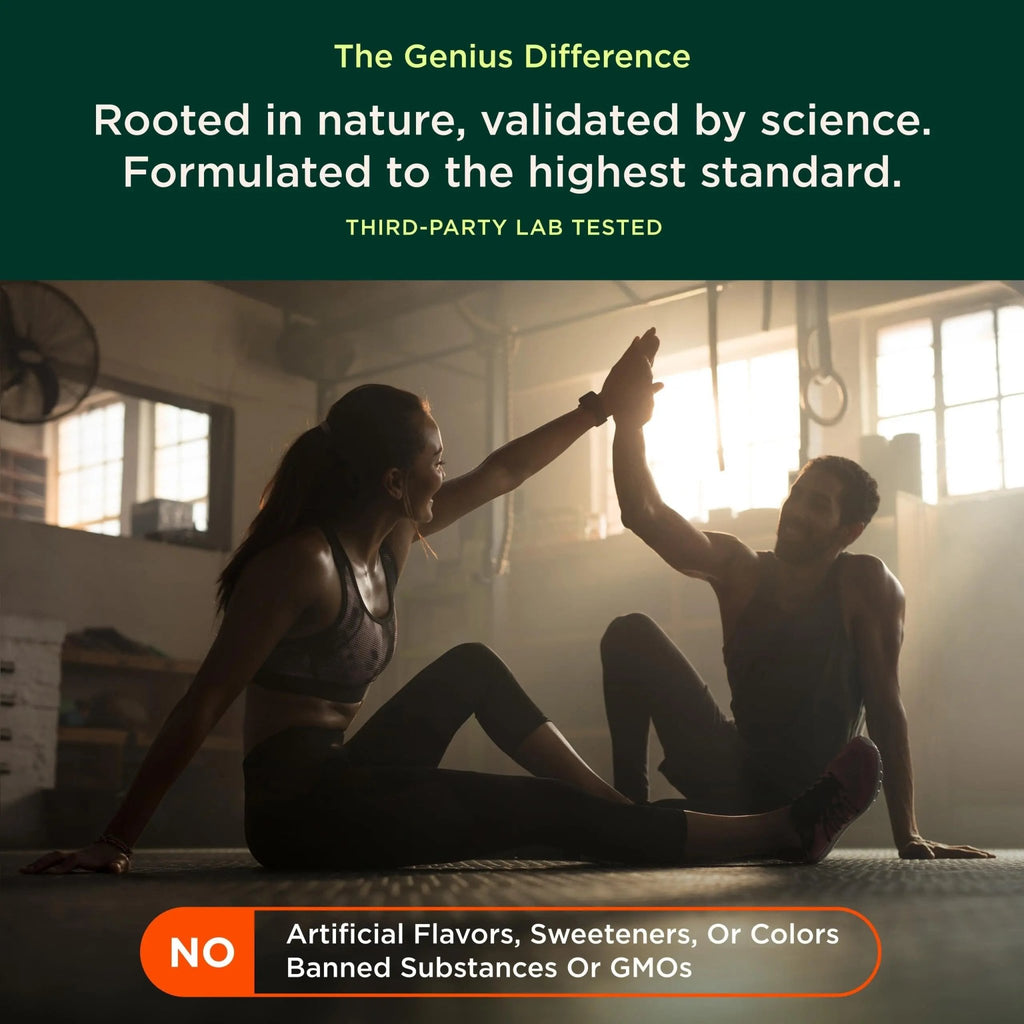 Genius Pre Caffeine-Free Pre Workout Boosted Energy, Focus, Performance Nootropic Formula AlphaSize, Citrulline Malate, CarnoSyn Beta Alanine Endurance, Stamina, Recovery, 20 Servings - Grape Limeade - TrustMedUSA