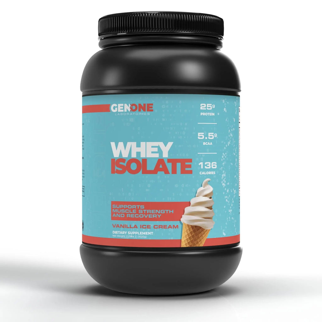GenOne Whey Protein Powder Isolate, 25g Protein and 5.5g BCAAs per Serving, Vanilla Ice - TrustMedUSA
