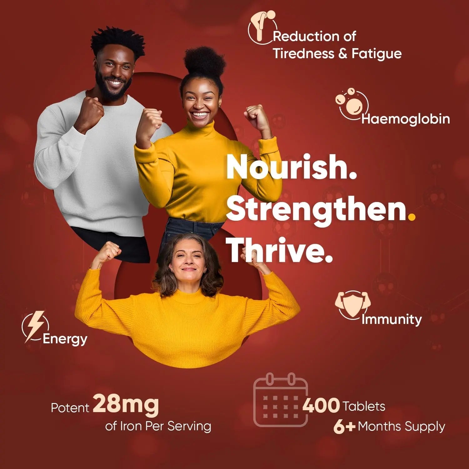 Gentle Iron Tablets High Strength 28mg - 400 Tablets (6+ Months Supply) - Vegan Iron - TrustMedUSA