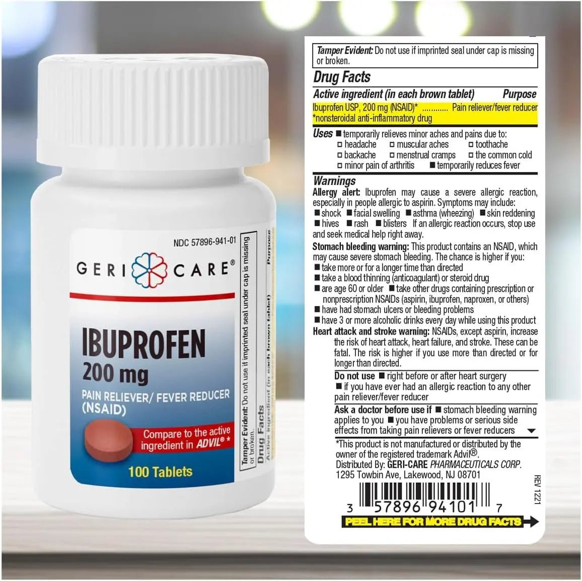 Geri Care IBUPROFEN Pain Relief Tablets (100 Count) - TrustMedUSA