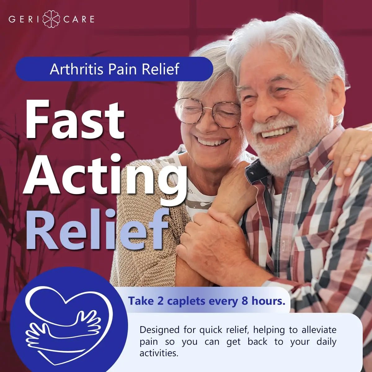GeriCare Acetaminophen Extended-Release Arthritis 650mg Caplets, Pain Reliever, Arthritis Symptoms, Fever Reduction, 100 Count (Pack of 1) - TrustMedUSA