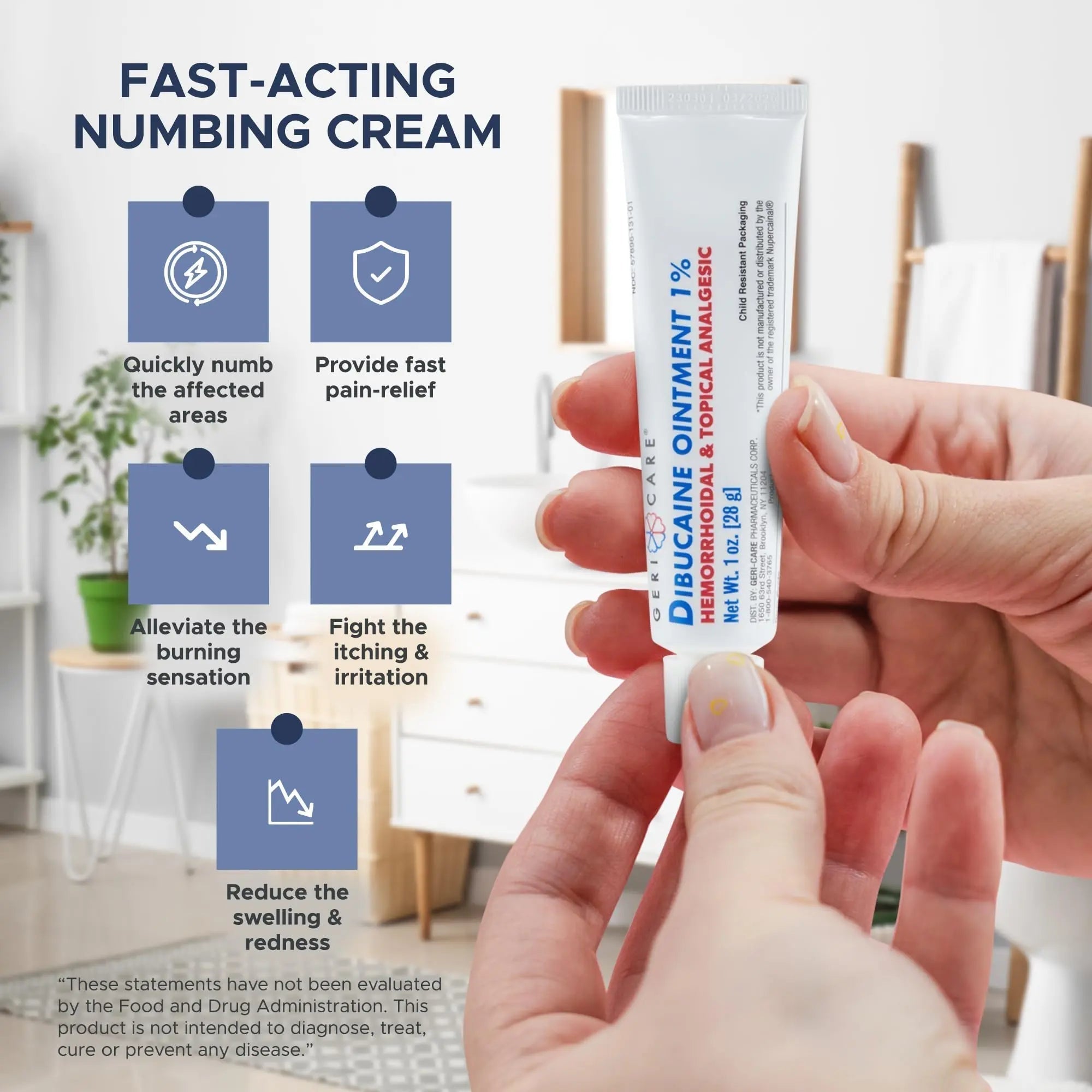 GeriCare Dibucaine Hemorroid Ointment 1% Pain-Relief Hemorrhoid Cream |Hemorroidal & Topical Analgesic| Quick Relief from Burning & Itching | Fast-Acting External Hemorrhoid Treatment 1oz (2 Pack) - TrustMedUSA