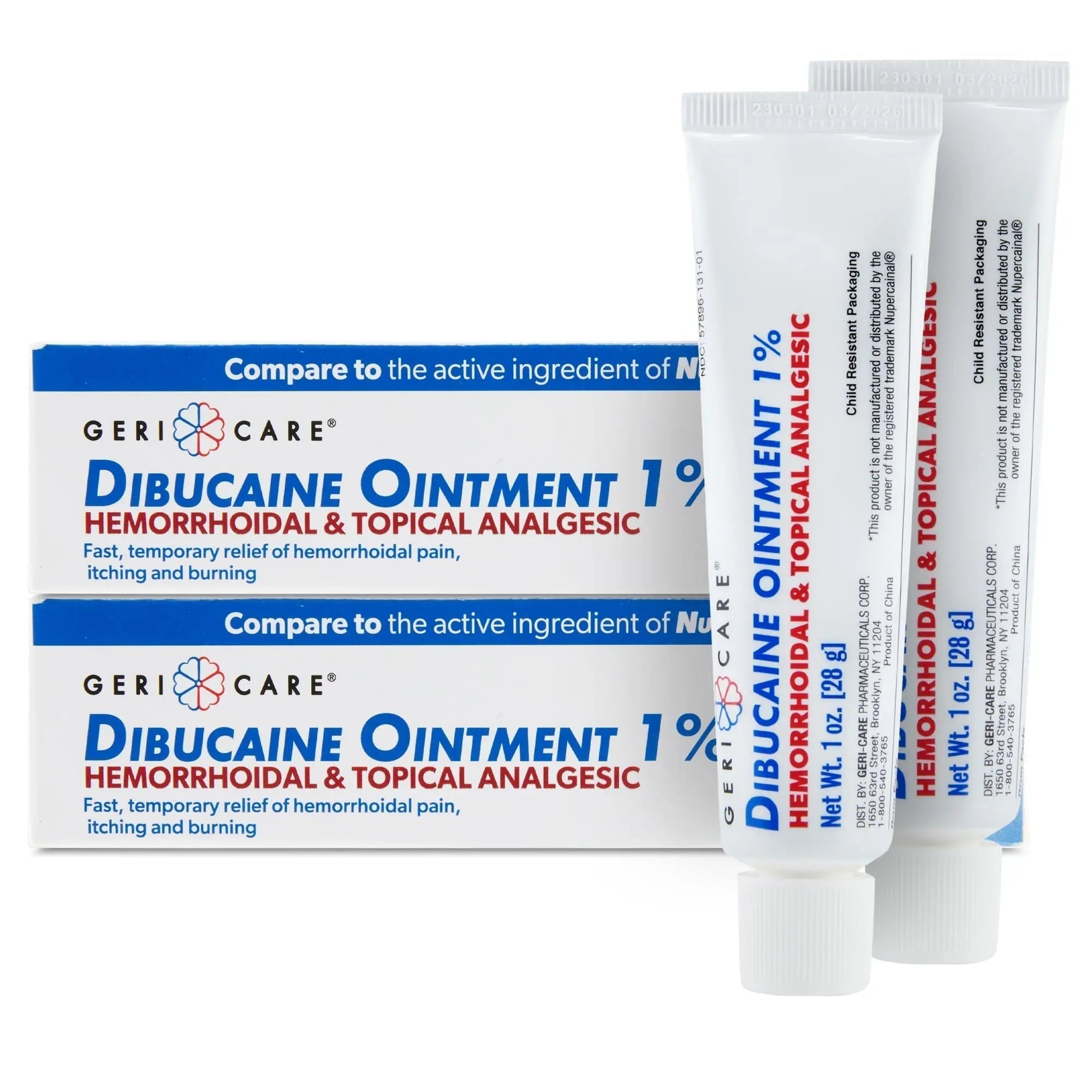 GeriCare Dibucaine Hemorroid Ointment 1% Pain-Relief Hemorrhoid Cream |Hemorroidal & Topical Analgesic| Quick Relief from Burning & Itching | Fast-Acting External Hemorrhoid Treatment 1oz (2 Pack) - TrustMedUSA