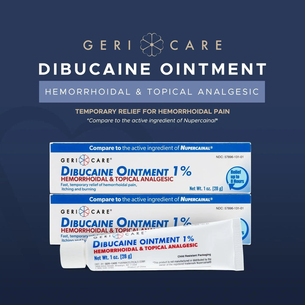 GeriCare Dibucaine Hemorroid Ointment 1% Pain-Relief Hemorrhoid Cream |Hemorroidal & Topical Analgesic| Quick Relief from Burning & Itching | Fast-Acting External Hemorrhoid Treatment 1oz (2 Pack) - TrustMedUSA