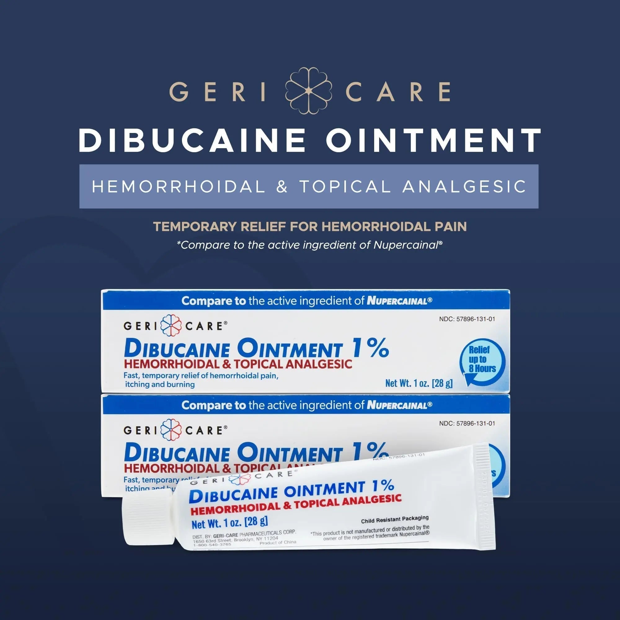 GeriCare Dibucaine Hemorroid Ointment 1% Pain-Relief Hemorrhoid Cream |Hemorroidal & Topical Analgesic| Quick Relief from Burning & Itching | Fast-Acting External Hemorrhoid Treatment 1oz (2 Pack) - TrustMedUSA