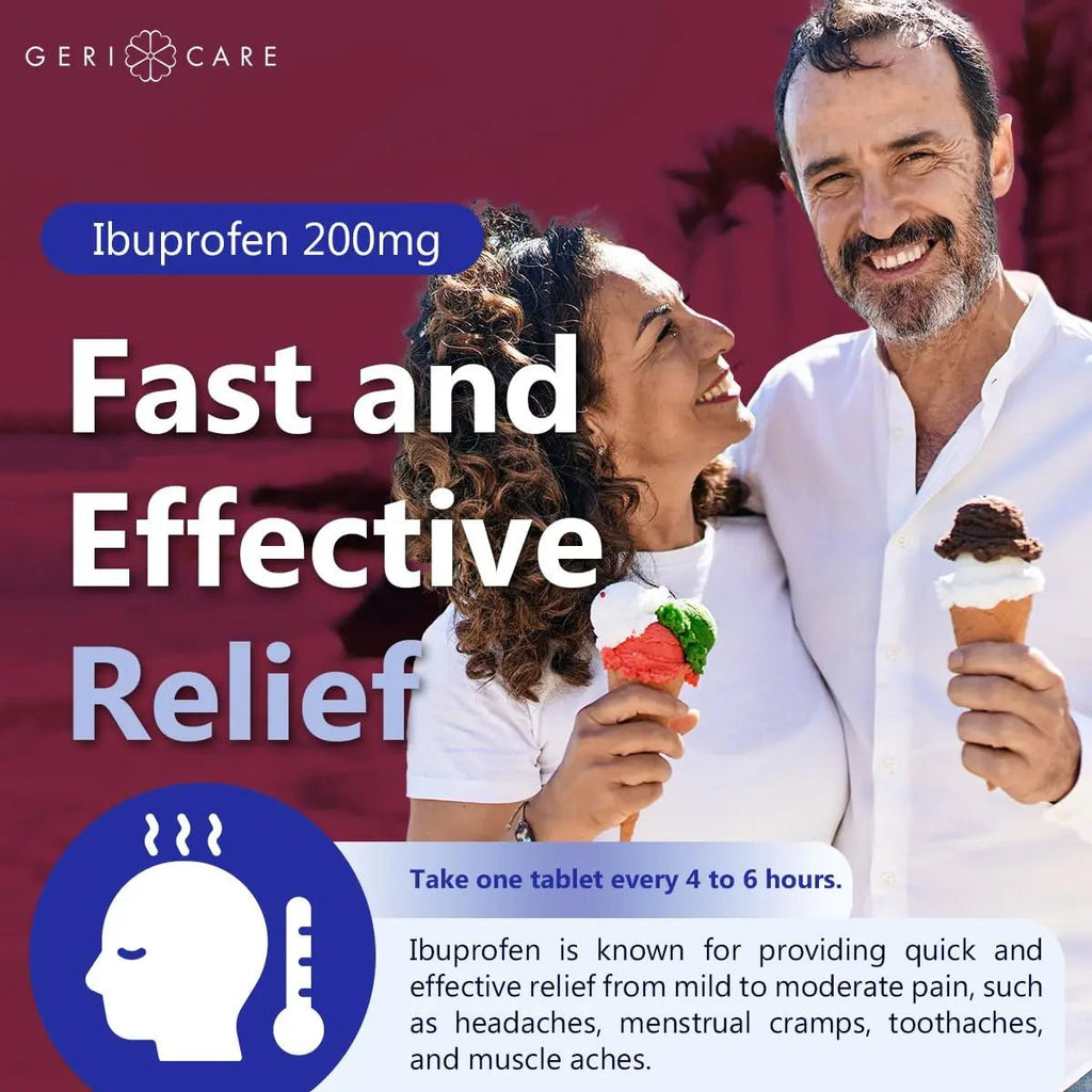 GeriCare Ibuprofen 200mg, Pain Reliever, Fever Reducer, Relieves Body Aches, 500 Count (Pack of 1) - TrustMedUSA