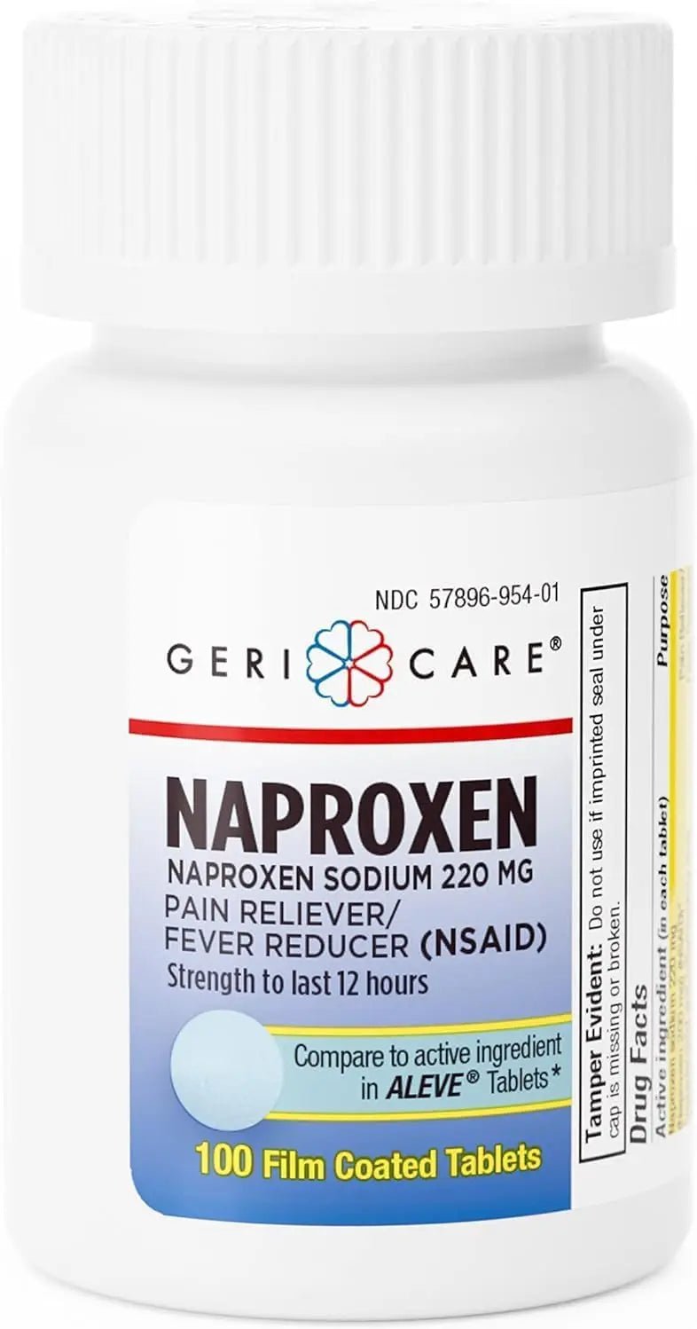 GeriCare Naproxen Sodium Tablets, 220mg (100 Count)- NSAID Extra-Strength Pain Relief for Headache, Arthritis, Muscle Aches, Menstrual Cramps- Film-Coated Naproxen, Anti-Inflammatory & Fever Reducer - TrustMedUSA