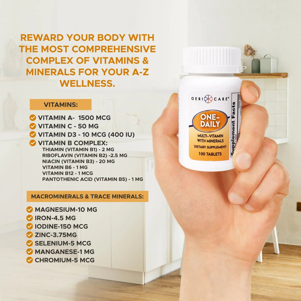 GeriCare One-Daily Multi-Vitamin & One-Daily Multi-Vitamin + Minerals Bundle – Complete Daily Nutritional Support with Essential Minerals for Energy - TrustMedUSA