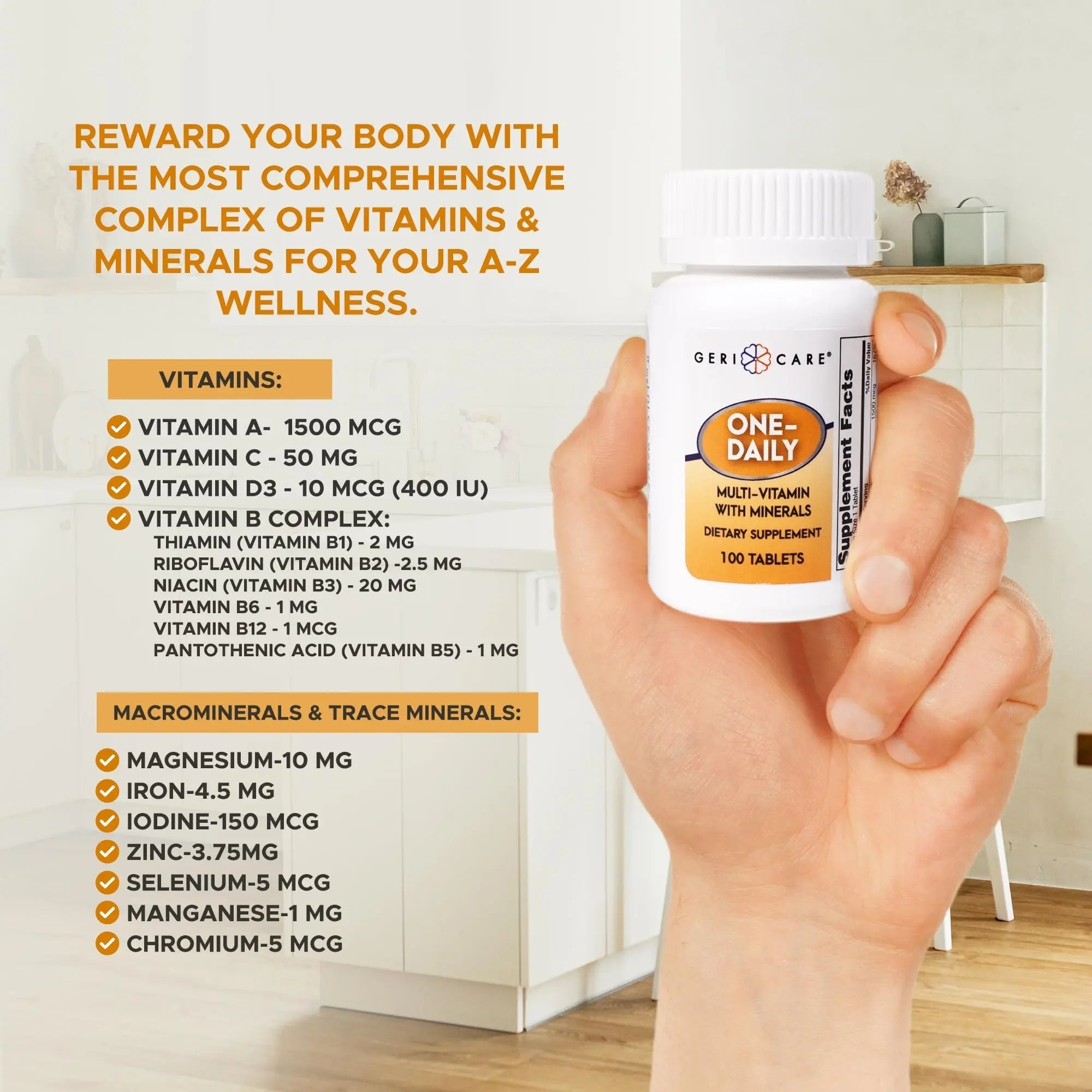 GeriCare One-Daily Multi-Vitamin & One-Daily Multi-Vitamin + Minerals Bundle – Complete Daily Nutritional Support with Essential Minerals for Energy - TrustMedUSA