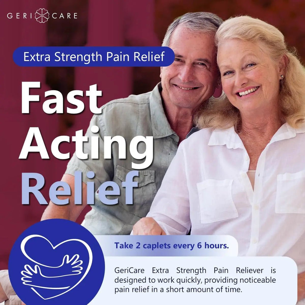 GeriCare Pain Reliever Extra Strength Caplets – 100 Count – Acetaminophen 250mg, Aspirin 250mg (NSAID), Caffeine 65mg – Powerful Triple-Action Formula for Headaches, Migraines & Minor Aches (2 Pack) - TrustMedUSA