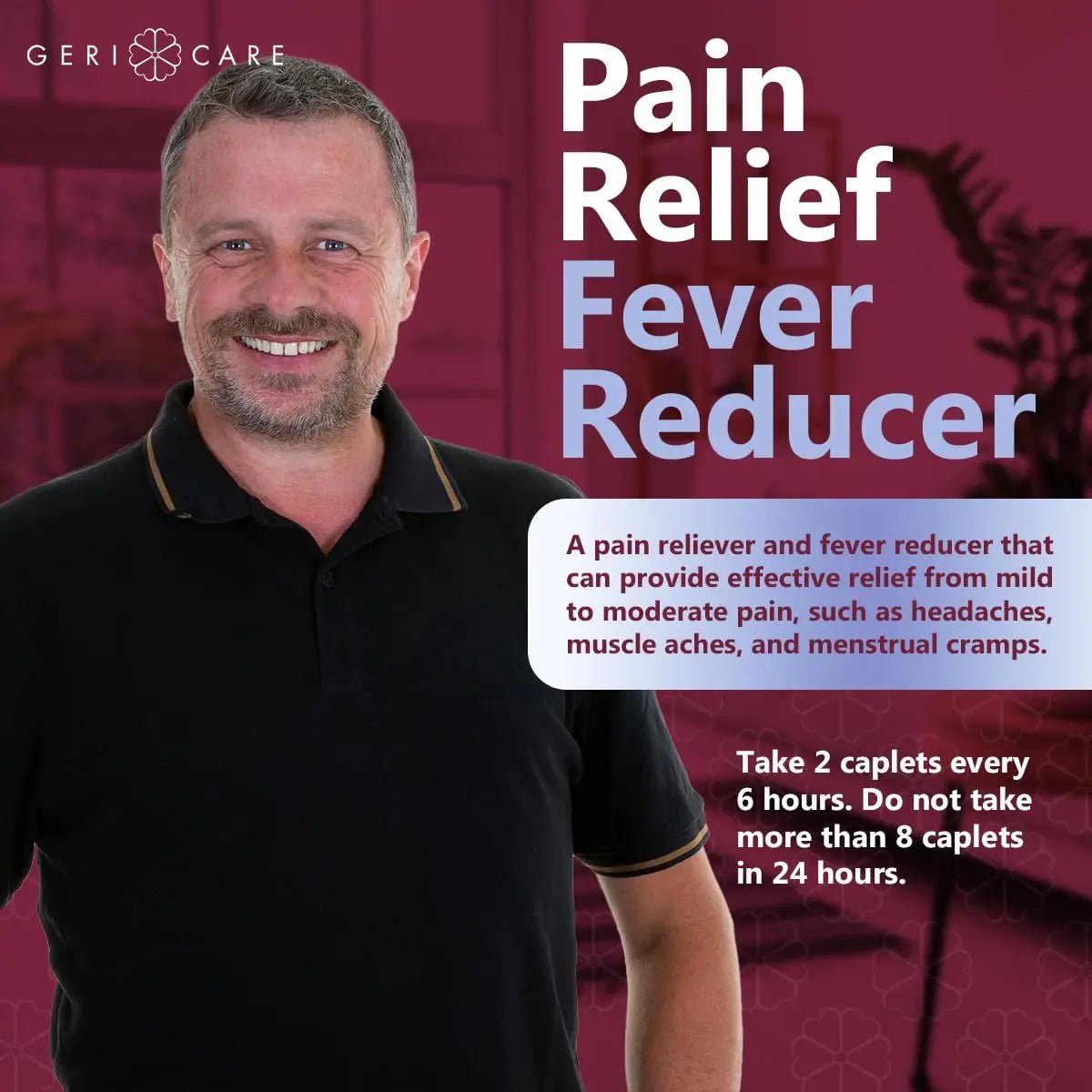 GeriCare Pain Reliever Extra Strength Caplets – 100 Count – Acetaminophen 250mg, Aspirin 250mg (NSAID), Caffeine 65mg – Powerful Triple-Action Formula for Headaches, Migraines & Minor Aches (2 Pack) - TrustMedUSA